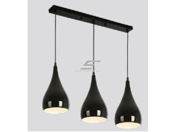 Pakabinamas šviestuvas | E14 | 3x20W | 230V | Ø150x320mm | su 1m kabeliu | be lempučių | IP20 | juodas korpusas | baltas vidus