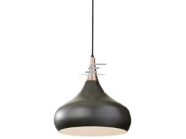 Pakabinamas šviestuvas | E27 | 1x35W | 230V | Ø260x280mm | su 1m kabeliu | be lempučių | IP20 | juodas korpusas | baltas vidus