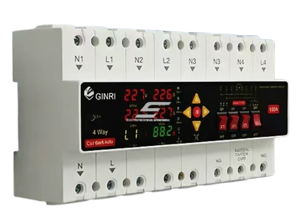 Modulinis rezervinis automatinis galios perjungiklis su apsaugos funkcijomis | generatoriams | nepertraukiamam elektros energijos tiekimui | 4 įėjimai | 2P | 100A | 230V 1 Modulinis rezervinis automatinis galios perjungiklis su apsaugos funkcijomis | generatoriams | nepertraukiamam elektros energijos tiekimui | 4 įėjimai | 2P | 100A | 230V 1