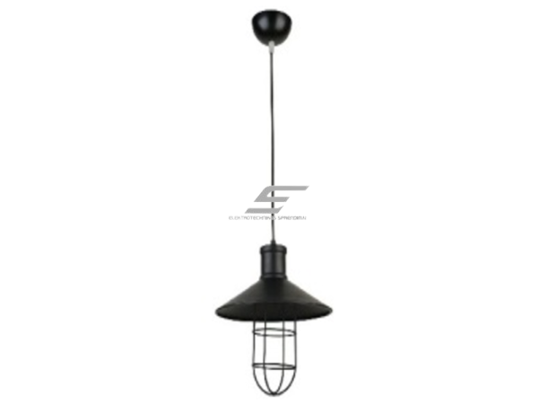 Pakabinamas šviestuvas | su grotelėmis | E27 | 1x35W | 230V | Ø270x290mm | su 1m kabeliu | be lempučių | IP20 | juodas