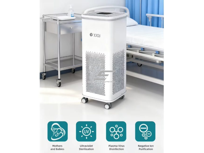 Nešiojamas elektrinis oro valytuvas | su HEPA filtru, UV sterilizacija ir jonizatoriumi | 1000 m³/h | 60W | 250x250x600mm | metalinis korpusas 1