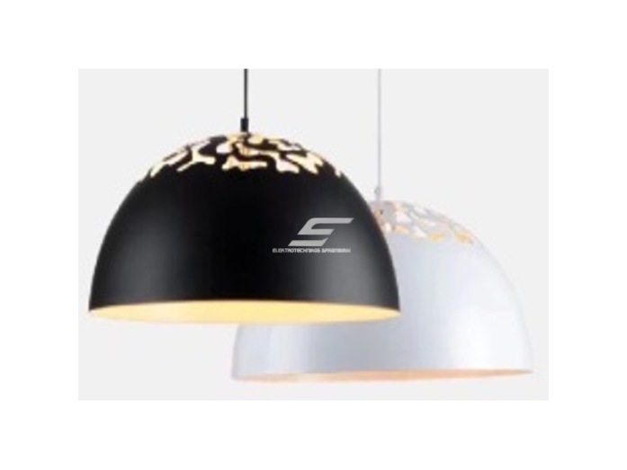 Pakabinamas šviestuvas | E27 | 1x35W | 230V | Ø400x200mm | su 1m kabeliu | be lempučių | IP20 | juodas korpusas | baltas vidus