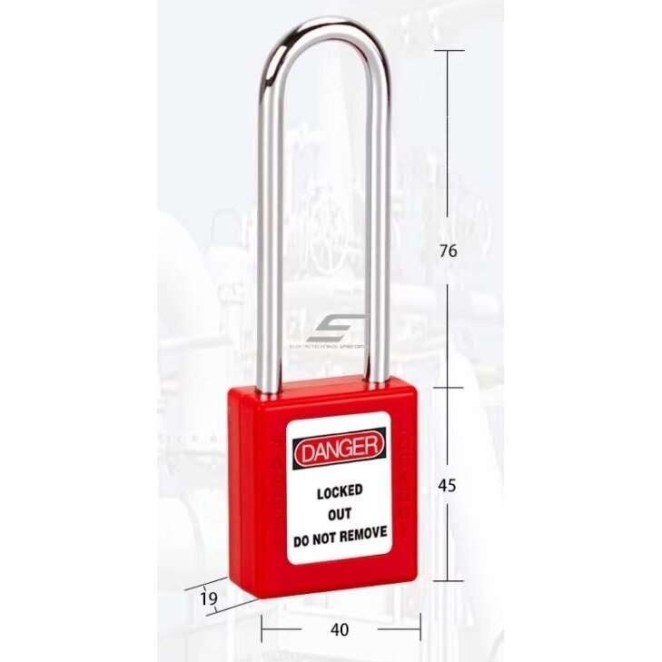 LOTO safety padlock | long Ø6 mm shackle, 76 mm | chrome-plated steel | key retained when open | red | ES-BD-R8525 2 LOTO safety padlock | long Ø6 mm shackle, 76 mm | chrome-plated steel | key retained when open | red | ES-BD-R8525 2