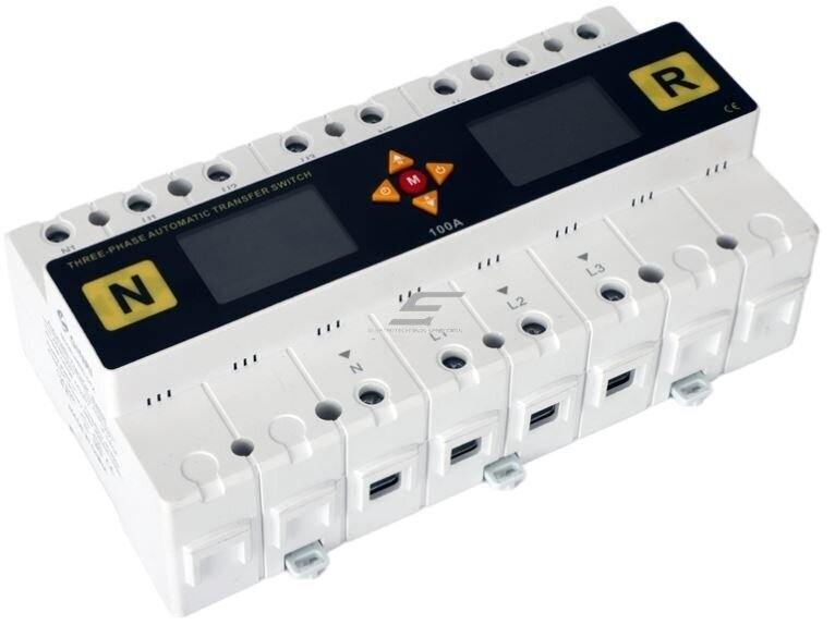 Modulinis | skaitmeninis rezervinis automatinis galios perjungiklis su apsaugos funkcijomis | generatoriams | nepertraukiamam elektros energijos tiekimui | 4P | 100A | 120V/230V | DIN 2 Modulinis | skaitmeninis rezervinis automatinis galios perjungiklis su apsaugos funkcijomis | generatoriams | nepertraukiamam elektros energijos tiekimui | 4P | 100A | 120V/230V | DIN 2