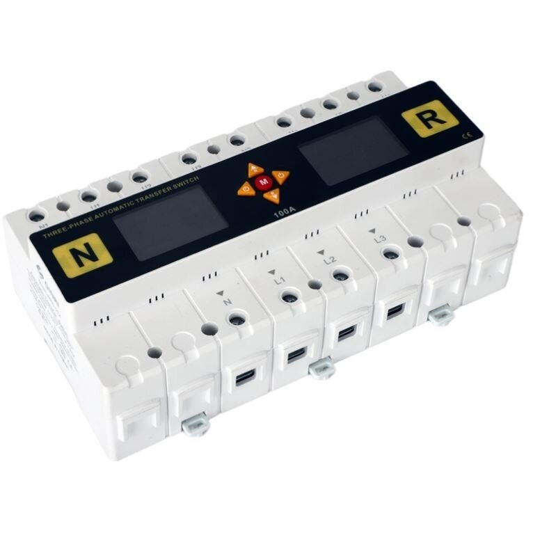 Modular | digital automatic backup power transfer switch with protection functions | for generators | for uninterrupted power supply | 4P | 100A | 120V/230V | DIN 2 Modular | digital automatic backup power transfer switch with protection functions | for generators | for uninterrupted power supply | 4P | 100A | 120V/230V | DIN 2
