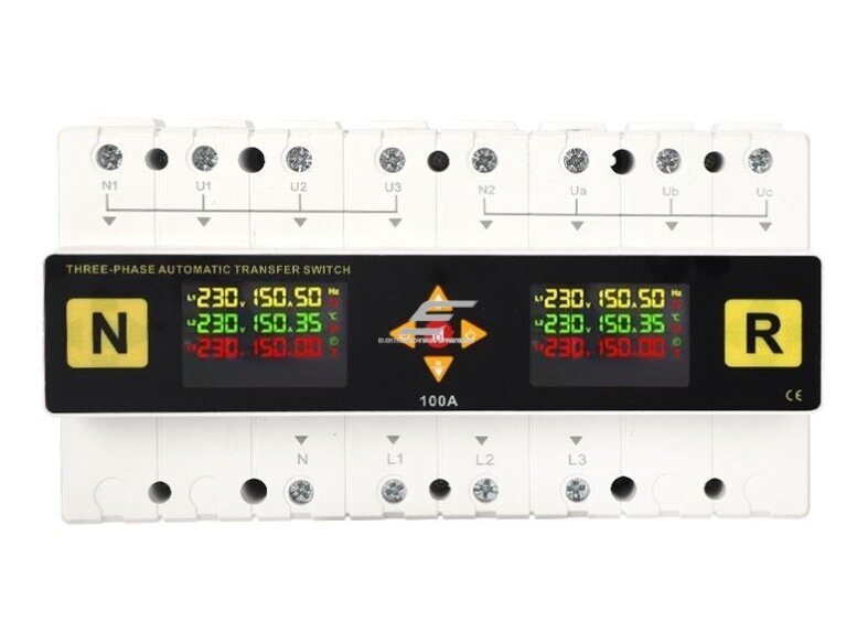 Modulinis | skaitmeninis rezervinis automatinis galios perjungiklis su apsaugos funkcijomis | generatoriams | nepertraukiamam elektros energijos tiekimui | 4P | 100A | 120V/230V | DIN Modulinis | skaitmeninis rezervinis automatinis galios perjungiklis su apsaugos funkcijomis | generatoriams | nepertraukiamam elektros energijos tiekimui | 4P | 100A | 120V/230V | DIN