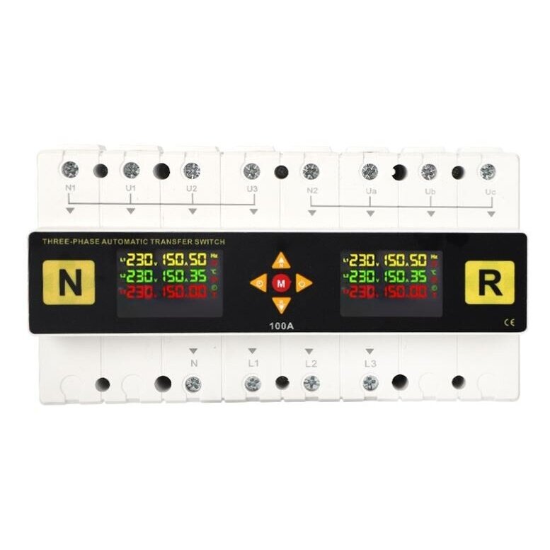 Modular | digital automatic backup power transfer switch with protection functions | for generators | for uninterrupted power supply | 4P | 100A | 120V/230V | DIN Modular | digital automatic backup power transfer switch with protection functions | for generators | for uninterrupted power supply | 4P | 100A | 120V/230V | DIN
