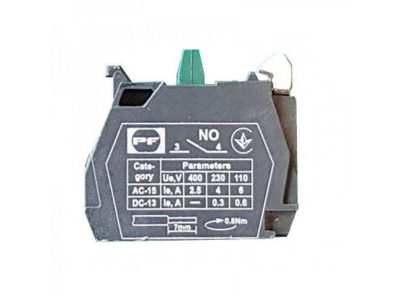 Papildomas kontaktas mygtukui | 0,3-8A | 48-400VAC/24-220VDC | 1NO | IP20 | Promfactor Baltic | FP NO | 4779040152517 Papildomas kontaktas mygtukui | 0,3-8A | 48-400VAC/24-220VDC | 1NO | IP20 | Promfactor Baltic | FP NO | 4779040152517