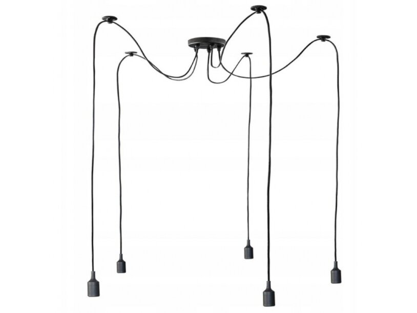 Pakabinamas šviestuvas | E27 | 5x20W | 230V | 800x1000mm | 1,8m juodas medžiaginis kabelis | be lempučių | IP20 | juodas | ORO06021 | 5902533197736 2 Pakabinamas šviestuvas | E27 | 5x20W | 230V | 800x1000mm | 1,8m juodas medžiaginis kabelis | be lempučių | IP20 | juodas | ORO06021 | 5902533197736 2