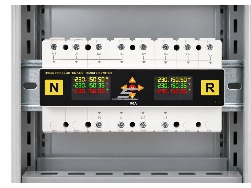 Modulinis | skaitmeninis rezervinis automatinis galios perjungiklis su apsaugos funkcijomis | generatoriams | nepertraukiamam elektros energijos tiekimui | 4P | 100A | 120V/230V | DIN 4 Modulinis | skaitmeninis rezervinis automatinis galios perjungiklis su apsaugos funkcijomis | generatoriams | nepertraukiamam elektros energijos tiekimui | 4P | 100A | 120V/230V | DIN 4