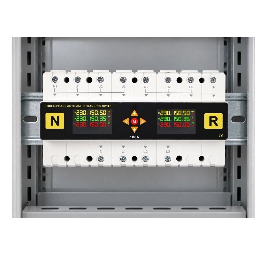 Modular | digital automatic backup power transfer switch with protection functions | for generators | for uninterrupted power supply | 4P | 100A | 120V/230V | DIN 4 Modular | digital automatic backup power transfer switch with protection functions | for generators | for uninterrupted power supply | 4P | 100A | 120V/230V | DIN 4