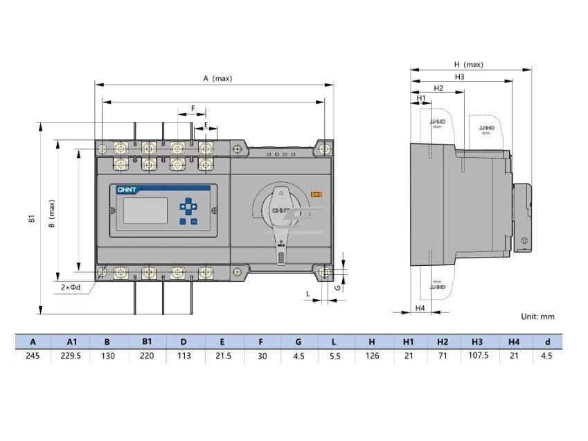Panelinis | skaitmeninis rezervinis automatinis galios perjungiklis generatoriams | nepertraukiamam elektros energijos tiekimui | 4P | 125A | 400/415V 2 Panelinis | skaitmeninis rezervinis automatinis galios perjungiklis generatoriams | nepertraukiamam elektros energijos tiekimui | 4P | 125A | 400/415V 2