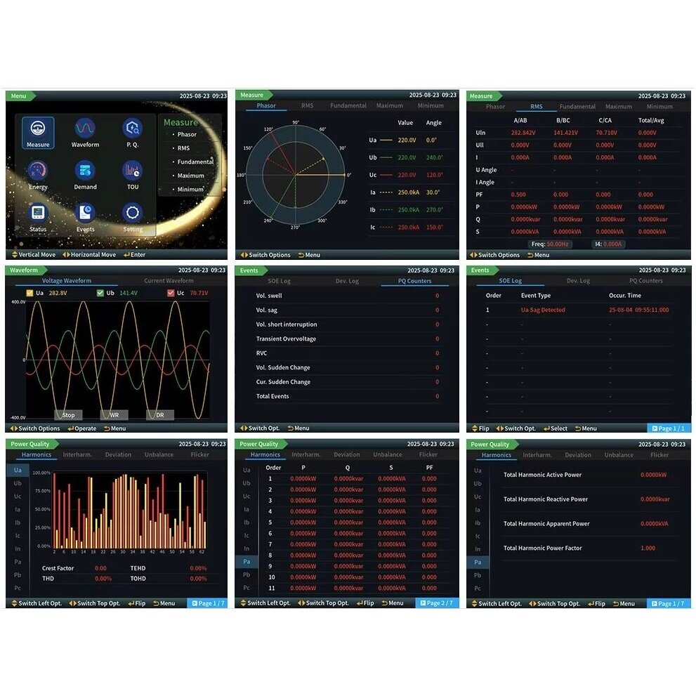 Paneļa | digitālais trīsfāžu 380V elektrotīkla analizators | 85-265VAC | 100-330VDC | 16GB | Ethernet | RS485 | RJ45 | Modbus 4 Paneļa | digitālais trīsfāžu 380V elektrotīkla analizators | 85-265VAC | 100-330VDC | 16GB | Ethernet | RS485 | RJ45 | Modbus 4