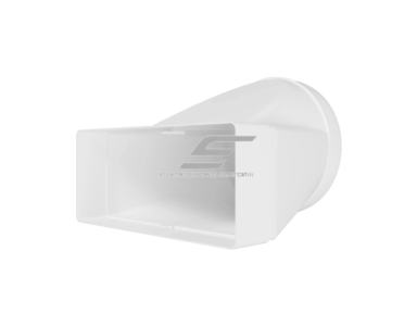 Perėjimas | adapteris ortakiams | vėdinimo sistemoms | apvalių ir kvadratinių ortakių sujungimas | D150 | 220x90mm | baltas | plastikinis Perėjimas | adapteris ortakiams | vėdinimo sistemoms | apvalių ir kvadratinių ortakių sujungimas | D150 | 220x90mm | baltas | plastikinis