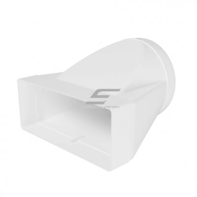 Pāreja | adapters gaisa vadiem | ventilācijas sistēmām | apaļo un kvadrātveida kanālu savienošanai | D150 | 220×90 mm | balts | plastmasas