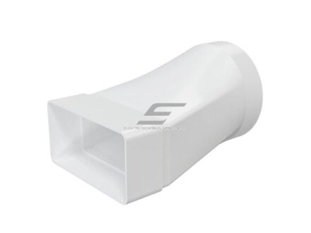 Perėjimas | adapteris ortakiams | vėdinimo sistemoms | apvalių ir kvadratinių ortakių sujungimas | D100 | 120x60mm | baltas | plastikinis | 612JO10PA