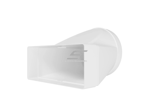 Perėjimas | adapteris ortakiams | vėdinimo sistemoms | apvalių ir kvadratinių ortakių sujungimas | D150 | 220x90mm | baltas | plastikinis 1 Perėjimas | adapteris ortakiams | vėdinimo sistemoms | apvalių ir kvadratinių ortakių sujungimas | D150 | 220x90mm | baltas | plastikinis 1