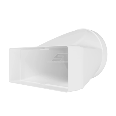 Pāreja | adapters gaisa vadiem | ventilācijas sistēmām | apaļo un kvadrātveida kanālu savienošanai | D150 | 220×90 mm | balts | plastmasas 1 Pāreja | adapters gaisa vadiem | ventilācijas sistēmām | apaļo un kvadrātveida kanālu savienošanai | D150 | 220×90 mm | balts | plastmasas 1