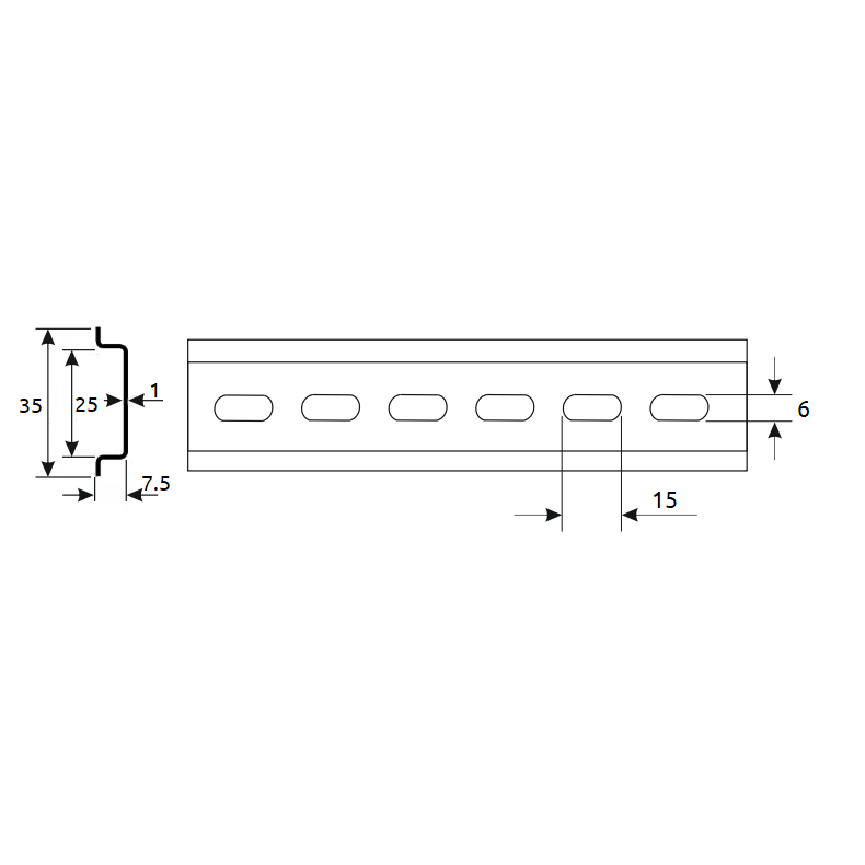 Perforeeritud DIN-siin | profiil | modulaarse seadme paigaldamiseks jaotuskilpi | 35x7.5mm | 250mm | Promfactor Baltic FD010250 1 Perforeeritud DIN-siin | profiil | modulaarse seadme paigaldamiseks jaotuskilpi | 35x7.5mm | 250mm | Promfactor Baltic FD010250 1