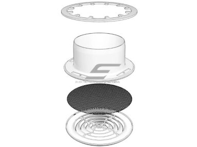 Difuzorius D100 su flanšu ir fiksavimo žiedu | vėdinimo | ventiliacijos sistemoms | plastikinis | baltas | 10FF