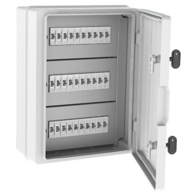 Plastic surface-mounted hermetic electrical distribution board | box | 24 modules | halogen-free | with sealing (plombing) option | 300×400×170 mm | white door | IP65 | TEM Plastic surface-mounted hermetic electrical distribution board | box | 24 modules | halogen-free | with sealing (plombing) option | 300×400×170 mm | white door | IP65 | TEM