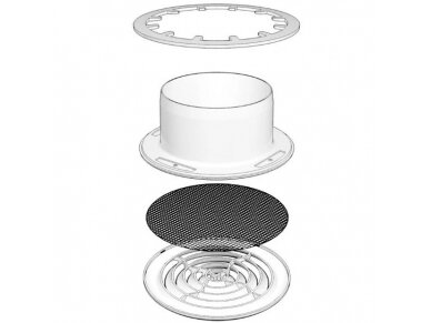 Difuzorius D150 su flanšu ir fiksavimo žiedu | vėdinimo | ventiliacijos sistemoms | plastikinis | baltas | 15FF 1