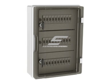 Elektros paskirstymo | modulinis skydelis | dėžė | skydas | 24 modulių | 260x350x150mm | skaidrios durelės | behalogeninis | su plombavimo galimybe | hermetinis | virštinkinis | plastikinis | IP65 | TEM | 920.3040.132.024 Elektros paskirstymo | modulinis skydelis | dėžė | skydas | 24 modulių | 260x350x150mm | skaidrios durelės | behalogeninis | su plombavimo galimybe | hermetinis | virštinkinis | plastikinis | IP65 | TEM | 920.3040.132.024