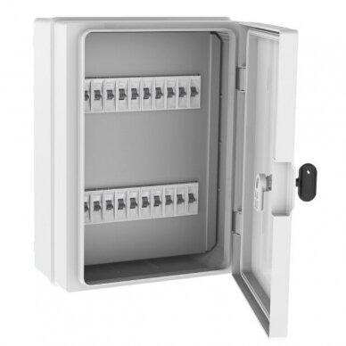 Plastic surface-mounted sealed electrical distribution board | enclosure | 18 modules | halogen-free | with sealing (tamper-proof) option | 260×350×150 mm | white door | IP65 | TEM Plastic surface-mounted sealed electrical distribution board | enclosure | 18 modules | halogen-free | with sealing (tamper-proof) option | 260×350×150 mm | white door | IP65 | TEM