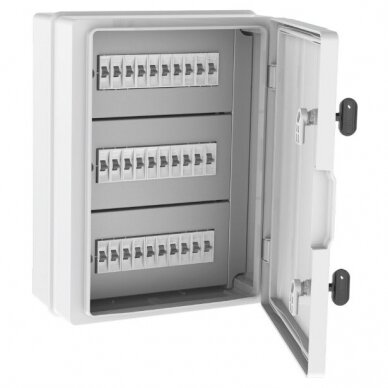 Plastic surface-mounted hermetic electrical distribution board | box | 24 modules | halogen-free | with sealing (plombing) option | 300×400×170 mm | white door | IP65 | TEM Plastic surface-mounted hermetic electrical distribution board | box | 24 modules | halogen-free | with sealing (plombing) option | 300×400×170 mm | white door | IP65 | TEM