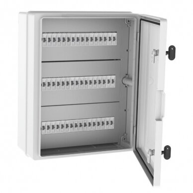 Plastic surface-mounted hermetic electrical distribution board | box | 48 modules | halogen-free | with sealing (tamper-proof) option | 400×500×200 mm | white door | IP65 | TEM Plastic surface-mounted hermetic electrical distribution board | box | 48 modules | halogen-free | with sealing (tamper-proof) option | 400×500×200 mm | white door | IP65 | TEM