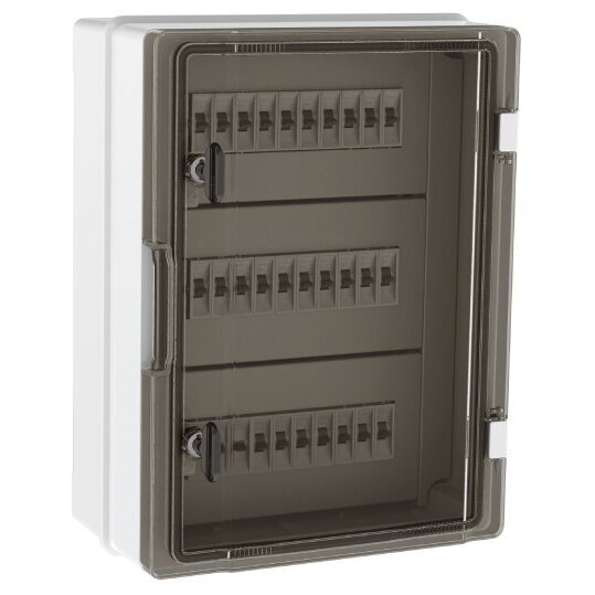 Plastic surface-mounted hermetic electrical distribution panel | box | 24 modules | halogen-free | with sealing option | 300x400x170mm | transparent doors | IP65 | TEM Plastic surface-mounted hermetic electrical distribution panel | box | 24 modules | halogen-free | with sealing option | 300x400x170mm | transparent doors | IP65 | TEM