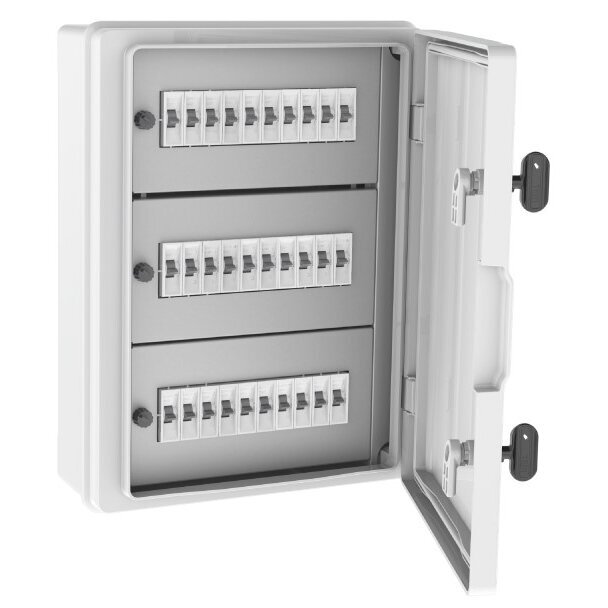 Plastic surface-mounted hermetic electrical distribution board | box | 24 modules | halogen-free | sealable | 300×400×130 mm | white door | IP65 | TEM Plastic surface-mounted hermetic electrical distribution board | box | 24 modules | halogen-free | sealable | 300×400×130 mm | white door | IP65 | TEM
