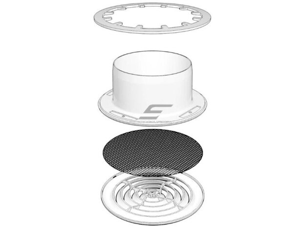 Difuzorius D200 su flanšu ir fiksavimo žiedu | vėdinimo | ventiliacijos sistemoms | plastikinis | baltas | 20FF 1 Difuzorius D200 su flanšu ir fiksavimo žiedu | vėdinimo | ventiliacijos sistemoms | plastikinis | baltas | 20FF 1