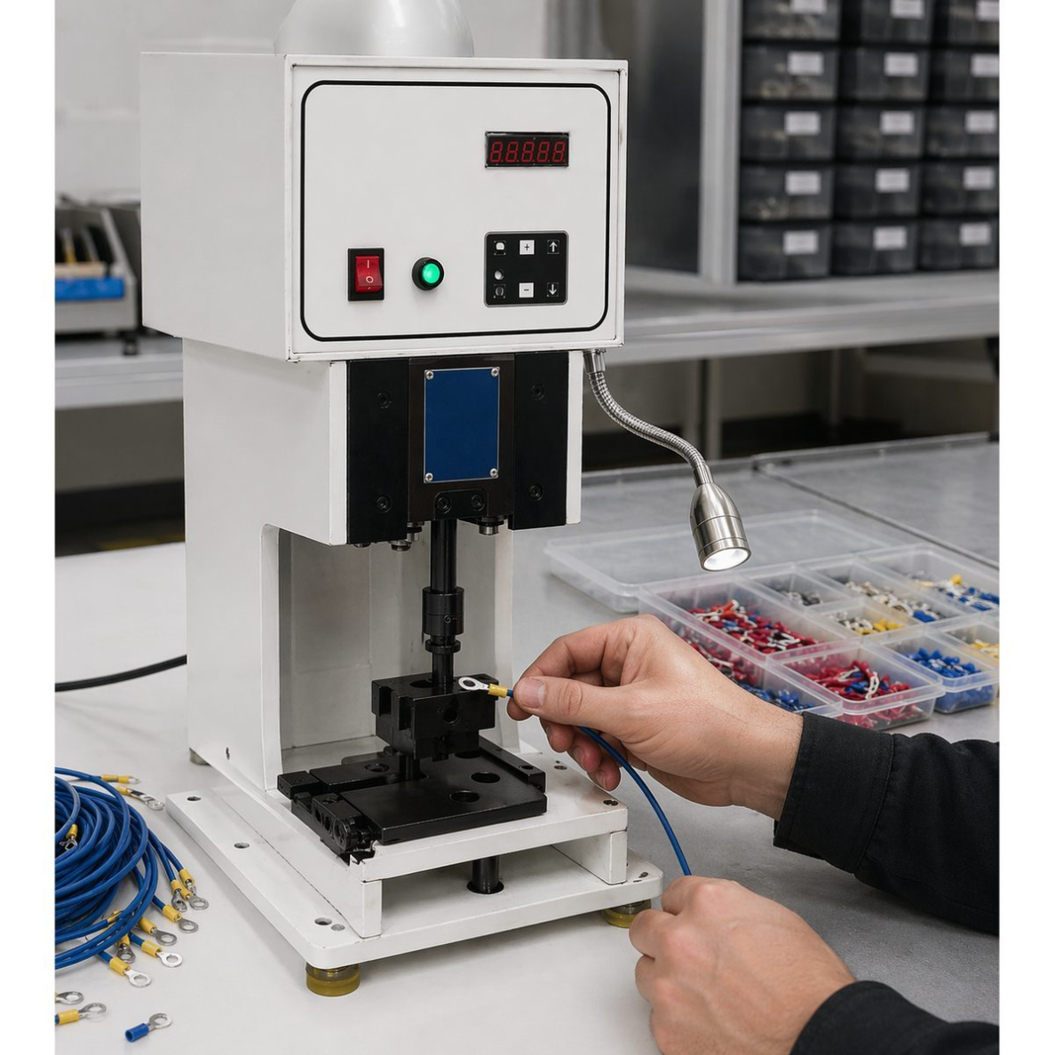 Semi-automatic wire terminal crimping machine | press | 3.0T | 30KN | 0.1–10mm² | 2000–4000 pcs/h | 220V | 240x270x700mm 1 Semi-automatic wire terminal crimping machine | press | 3.0T | 30KN | 0.1–10mm² | 2000–4000 pcs/h | 220V | 240x270x700mm 1