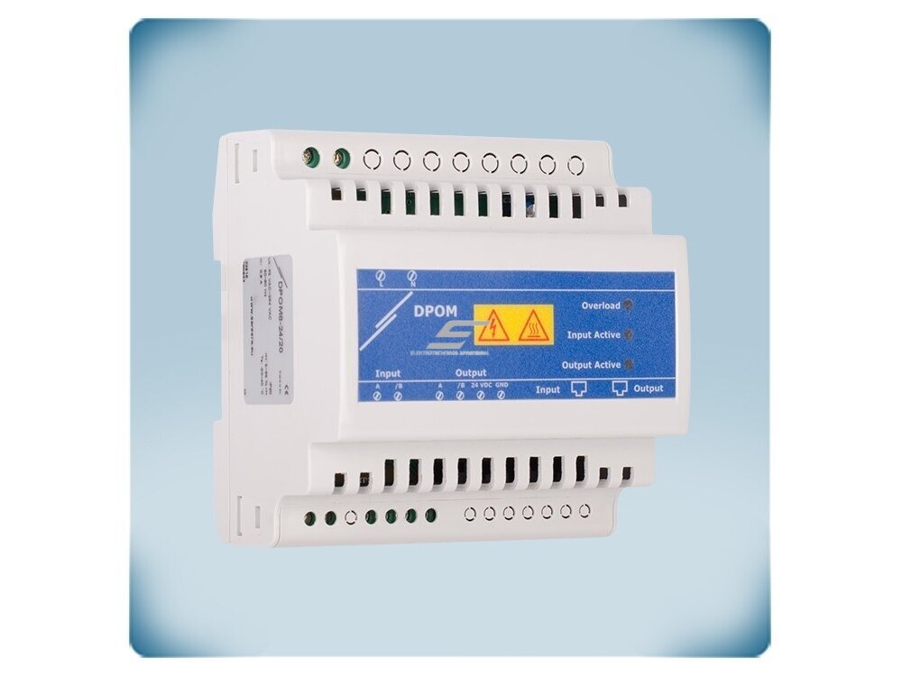 Power over Modbus maitinimo modulis su Modbus RTU kartotuvu | 24VDC | 20W | 85-264VAC | RJ45 | DIN bėgelis | IP20 | Sentera Controls | DPOM8-24-20 2