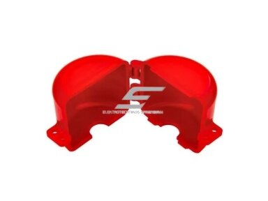 Saugos užraktas dujų baliono aukšto slėgio vožtuvui 76mm | 115x97mm | raudonas | plastikinis