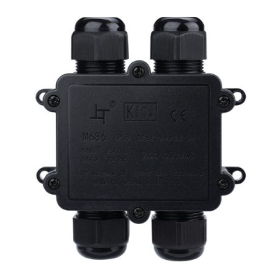 Pazemes kabeļu savienojuma kārba | ar spailēm | 4xM25 | 4-8mm / 8-12mm / 10-14mm | 115x107x36mm | hermētiska | IP68 Pazemes kabeļu savienojuma kārba | ar spailēm | 4xM25 | 4-8mm / 8-12mm / 10-14mm | 115x107x36mm | hermētiska | IP68