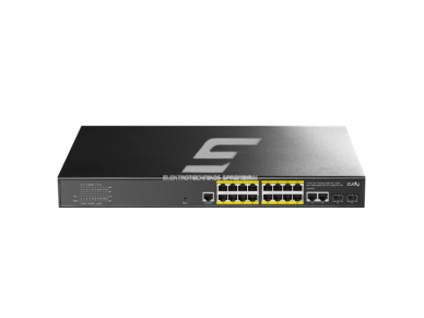 PoE komutatorius 16 portų | laidinio tinklo išplėtimas | 16xPoE + 2xUplink + 1xConsole + 2xSFP | konfiguruojamas | 200 W | metalinis korpusas PoE komutatorius 16 portų | laidinio tinklo išplėtimas | 16xPoE + 2xUplink + 1xConsole + 2xSFP | konfiguruojamas | 200 W | metalinis korpusas