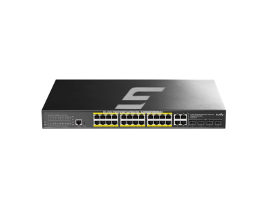 PoE komutatorius 24 portų | laidinio tinklo išplėtimas | 24xPoE + 4xSFP+ | konfiguruojamas | 400 W | metalinis korpusas PoE komutatorius 24 portų | laidinio tinklo išplėtimas | 24xPoE + 4xSFP+ | konfiguruojamas | 400 W | metalinis korpusas