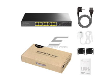 PoE komutatorius 24 portų | laidinio tinklo išplėtimas | 24xPoE + 4xSFP+ | konfiguruojamas | 400 W | metalinis korpusas  2