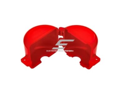 Saugos užraktas dujų baliono aukšto slėgio vožtuvui 76mm | 115x97mm | raudonas | plastikinis