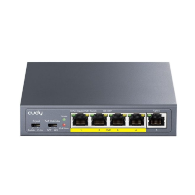 PoE kommutaator 5 porti | juhtmega võrgu laiendamine | Gigabit | 4×PoE + 1×Uplink | hallamata | kuni 36 W | metallkorpus PoE kommutaator 5 porti | juhtmega võrgu laiendamine | Gigabit | 4×PoE + 1×Uplink | hallamata | kuni 36 W | metallkorpus