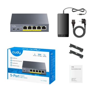 PoE kommutaator 5 porti | juhtmega võrgu laiendamine | Gigabit | 4×PoE + 1×Uplink | hallamata | kuni 36 W | metallkorpus 1 PoE kommutaator 5 porti | juhtmega võrgu laiendamine | Gigabit | 4×PoE + 1×Uplink | hallamata | kuni 36 W | metallkorpus 1