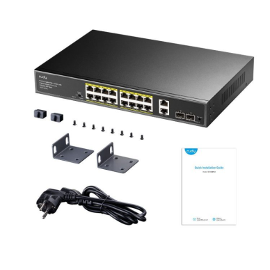 PoE kommutaator 16 porti | juhtmega võrgu laiendamine | 16x PoE Gigabit kommutaator SFP-ga | haldamata | 200 W | metallkorpus 2