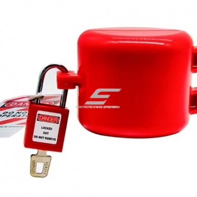 Safety lock for gas cylinder high-pressure valve 76mm | 115x97mm | red | plastic 4 Safety lock for gas cylinder high-pressure valve 76mm | 115x97mm | red | plastic 4