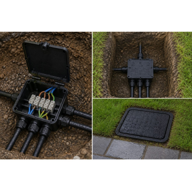Pazemes kabeļu savienojuma kārba | ar spailēm | 4xM25 | 4-8mm / 8-12mm / 10-14mm | 163x152x60mm | hermētiska | IP68 3 Pazemes kabeļu savienojuma kārba | ar spailēm | 4xM25 | 4-8mm / 8-12mm / 10-14mm | 163x152x60mm | hermētiska | IP68 3