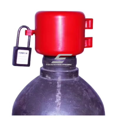 Safety lock for gas cylinder high-pressure valve 76mm | 115x97mm | red | plastic 1 Safety lock for gas cylinder high-pressure valve 76mm | 115x97mm | red | plastic 1