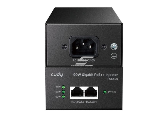 PoE adapteris (injectorius) | 90 W | GbE | 802.3af/at/bt palaikymas | duomenų + maitinimo perdavimas vienu kabeliu | metalinis korpusas  1