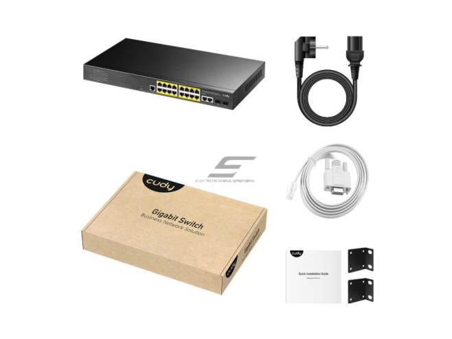 PoE komutatorius 16 portų | laidinio tinklo išplėtimas | 16xPoE + 2xUplink + 1xConsole + 2xSFP | konfiguruojamas | 200 W | metalinis korpusas 2 PoE komutatorius 16 portų | laidinio tinklo išplėtimas | 16xPoE + 2xUplink + 1xConsole + 2xSFP | konfiguruojamas | 200 W | metalinis korpusas 2