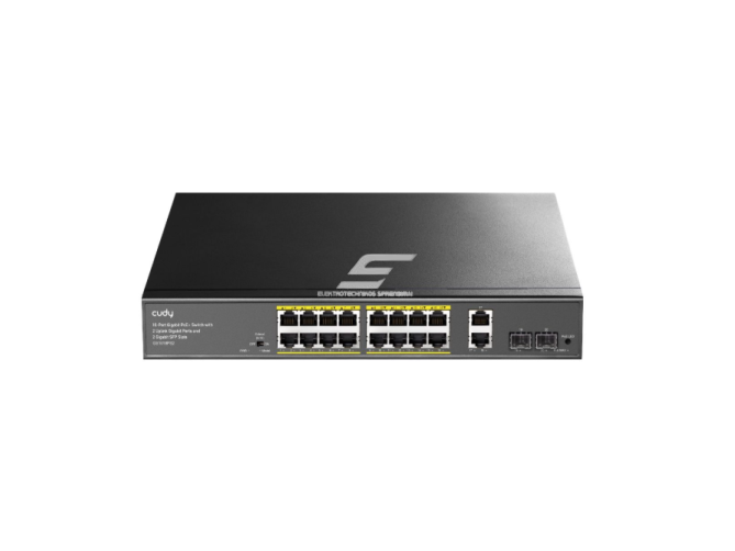 PoE komutatorius 16 portų | laidinio tinklo išplėtimas | 16xPoE Gigabit komutatorius su SFP | nekonfiguruojamas | 200 W | metalinis korpusas PoE komutatorius 16 portų | laidinio tinklo išplėtimas | 16xPoE Gigabit komutatorius su SFP | nekonfiguruojamas | 200 W | metalinis korpusas